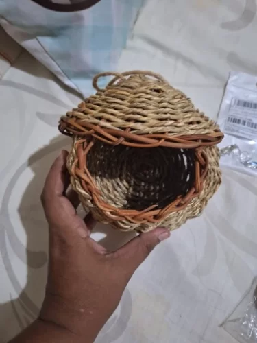 Hand-Woven Grass Bird Nest - Small Parrot & Canary Outdoor Hanging Hut photo review