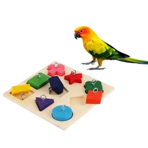 9 Grid Parrot IQ Training Toy - Colorful Wooden Blocks for Safe, Tasteless Pet Education