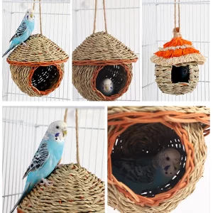 Hand-Woven Grass Bird Nest - Small Parrot & Canary Outdoor Hanging Hut