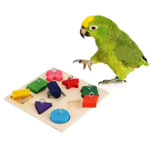 9 Grid Parrot IQ Training Toy - Colorful Wooden Blocks for Safe, Tasteless Pet Education