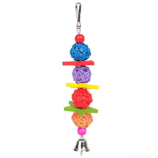Parrot Swing Toy - Reliable Chewable Bridge with Wooden Beads for Birds