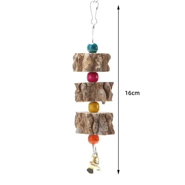 Natural Wooden Bird Cage Toy - Parrot Chew Toy, Hang Style Parakeet Toy, Bird Supplies