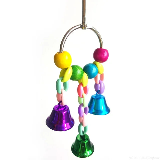 Parrot Swing Toy - Reliable Chewable Bridge with Wooden Beads for Birds