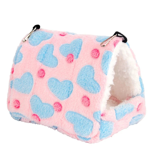Heart Shaped Plush Bird Nest - Warm Parrot Hammock, Bird Cage Cabin Tent