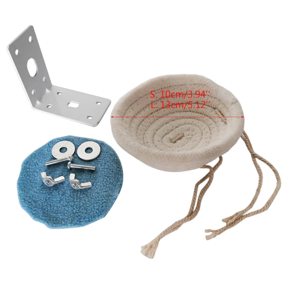 Handmade Cotton Rope Bird Breeding Nest - With Hooks, For Budgie & Parakeet