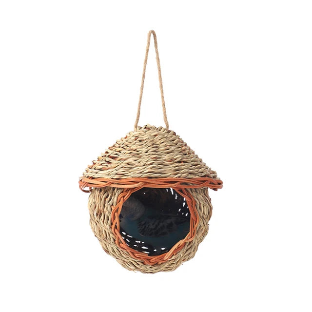 Hand-Woven Grass Bird Nest - Small Parrot & Canary Outdoor Hanging Hut