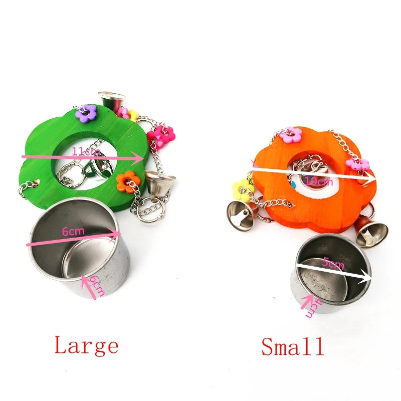 Colorful Parrot Feeding Bowl & Hammock - Food Box, Bell Holder