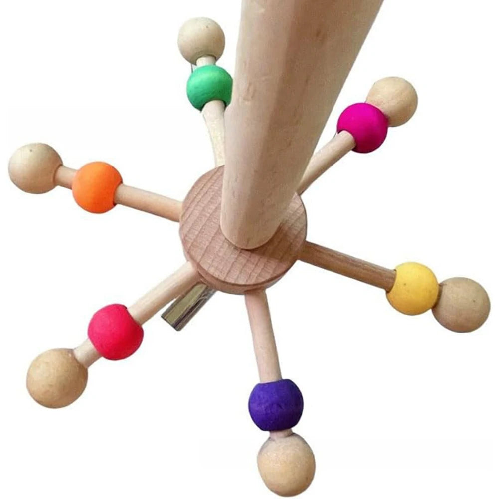 Interactive Bird Stand - Wood Toy with Rotating Balls, Parrot Foraging Toy