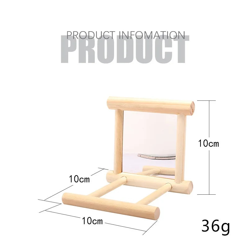Bird Cage Bird Mirror Toy with Stand - Great for Parrots, Budgies and More