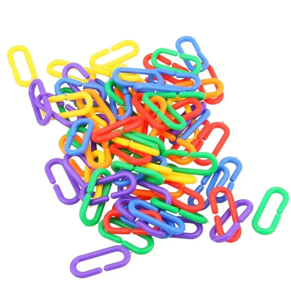 100Pcs Parrot Chewing Plastic Toys Set - Fun and Safe for Birds