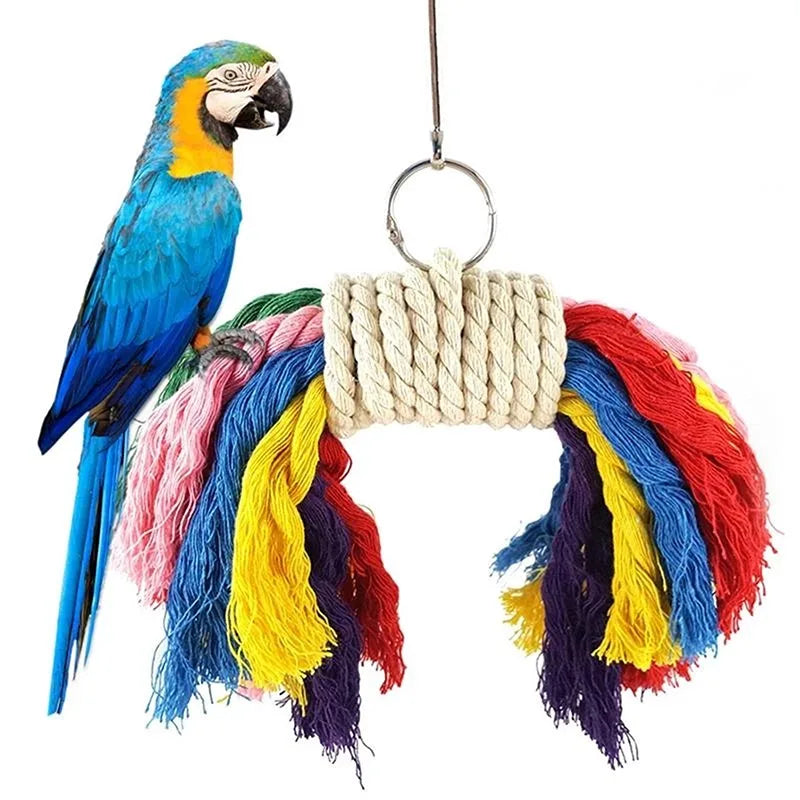 Parrot Chew Toy - Cotton Rope Bite Bridge for Birds Cage Activity