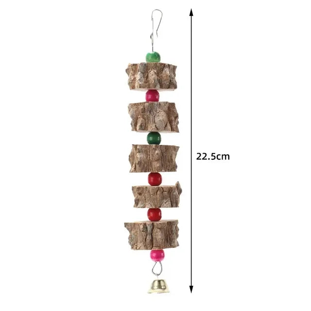 Natural Wooden Bird Cage Toy - Parrot Chew Toy, Hang Style Parakeet Toy, Bird Supplies