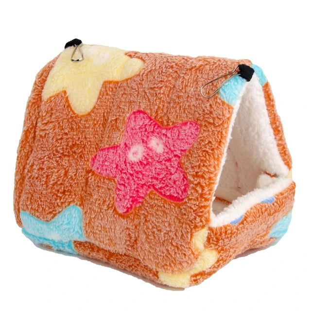 Heart Shaped Plush Bird Nest - Warm Parrot Hammock, Bird Cage Cabin Tent