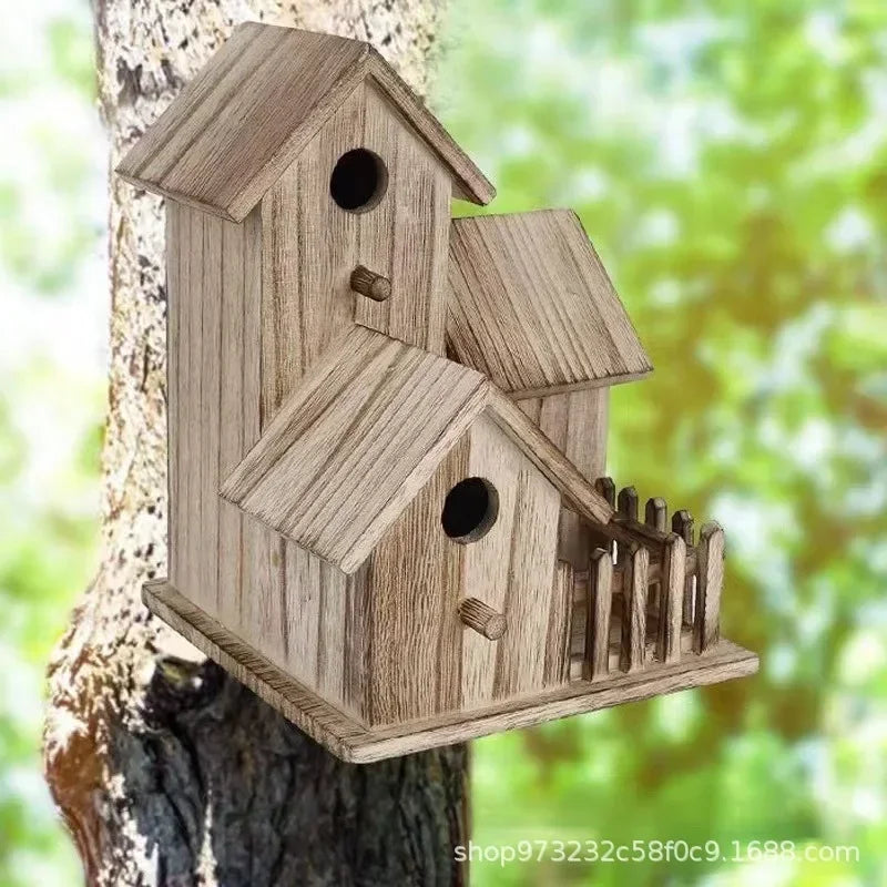 Wooden Bird House - Outdoor Garden Decor, Creative Nesting Box for Birds