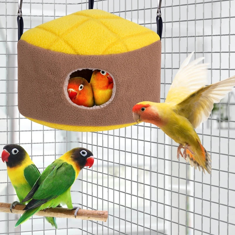 "Warm Bird Nest - Hammock with Plush Hideaway, Small Parrot Cage Accessory