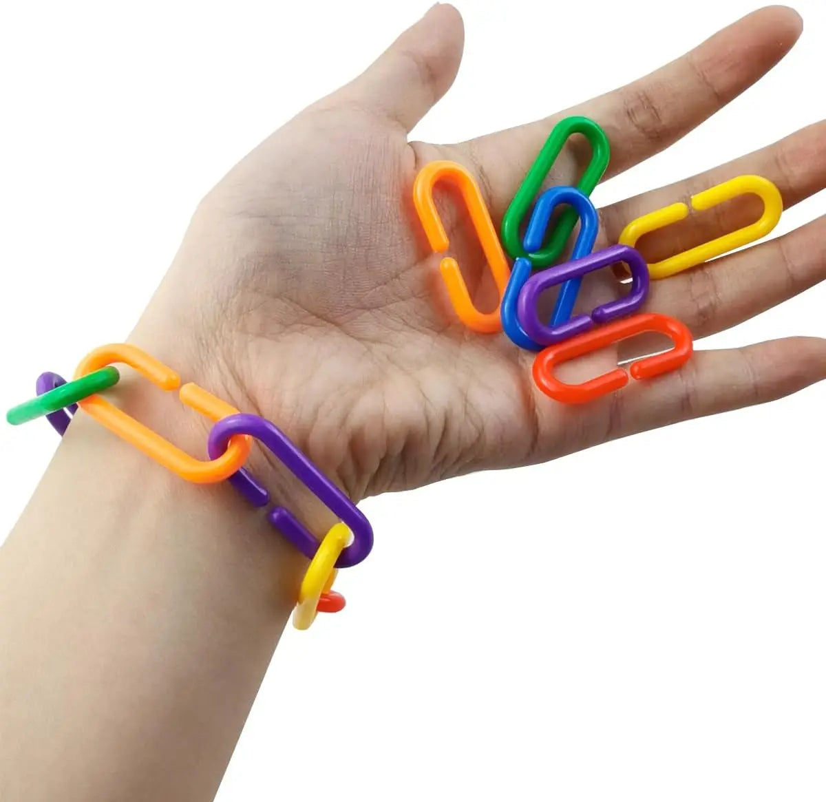 100PCS Rainbow C-Clips - Ideal for Sugar Glider, Rat, Parrot Swing & Climbing Chain Cage Toy
