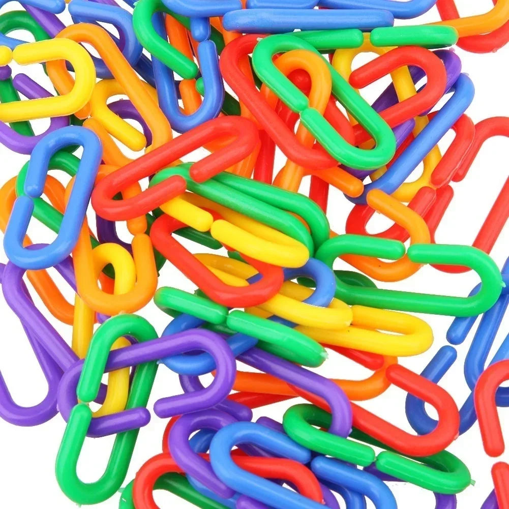 100Pcs Parrot Chewing Plastic Toys Set - Fun and Safe for Birds