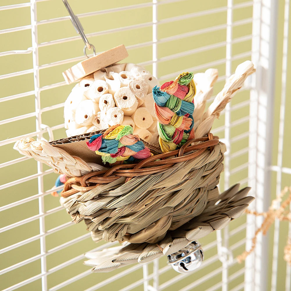 3 Pcs Colorful Bird Chewing Toys - Foraging Shredder for Parrots & Small Birds