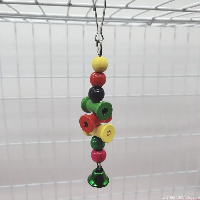 Parrot Swing Toy - Reliable Chewable Bridge with Wooden Beads for Birds