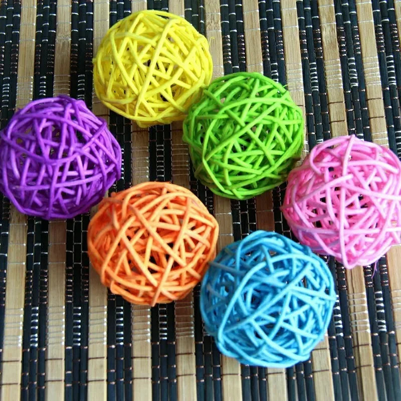 5pcs Bird Rattan Ball Toy - Chewing & Playing for Parrots & Budgies