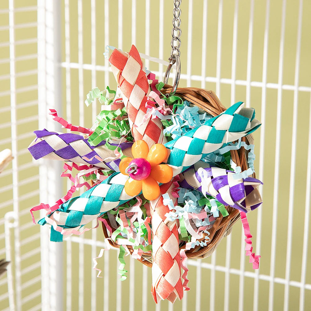3 Pcs Colorful Bird Chewing Toys - Foraging Shredder for Parrots & Small Birds