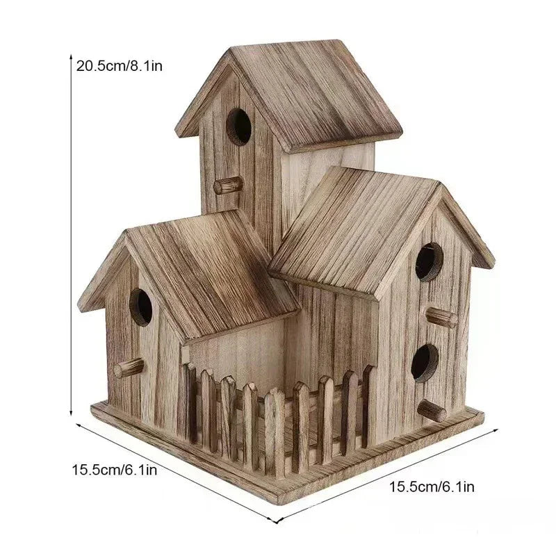 Wooden Bird House - Outdoor Garden Decor, Creative Nesting Box for Birds