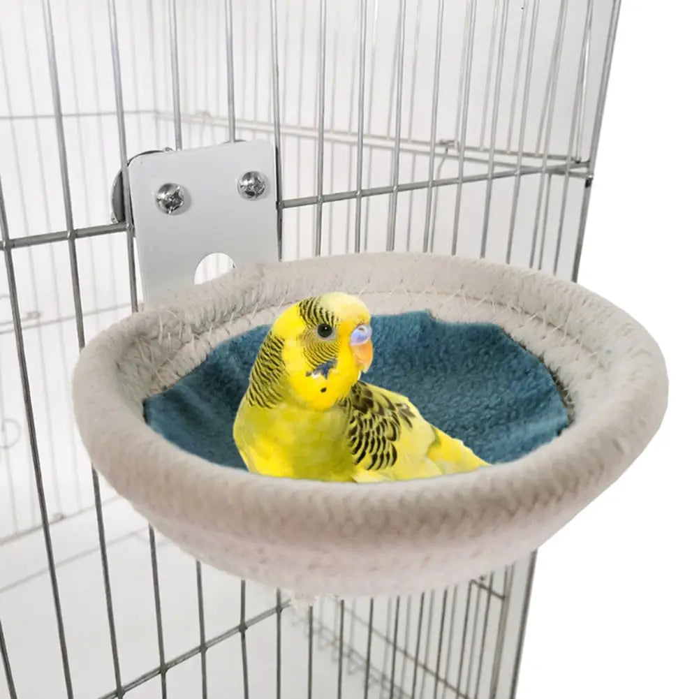 Handmade Cotton Rope Bird Breeding Nest - With Hooks, For Budgie & Parakeet