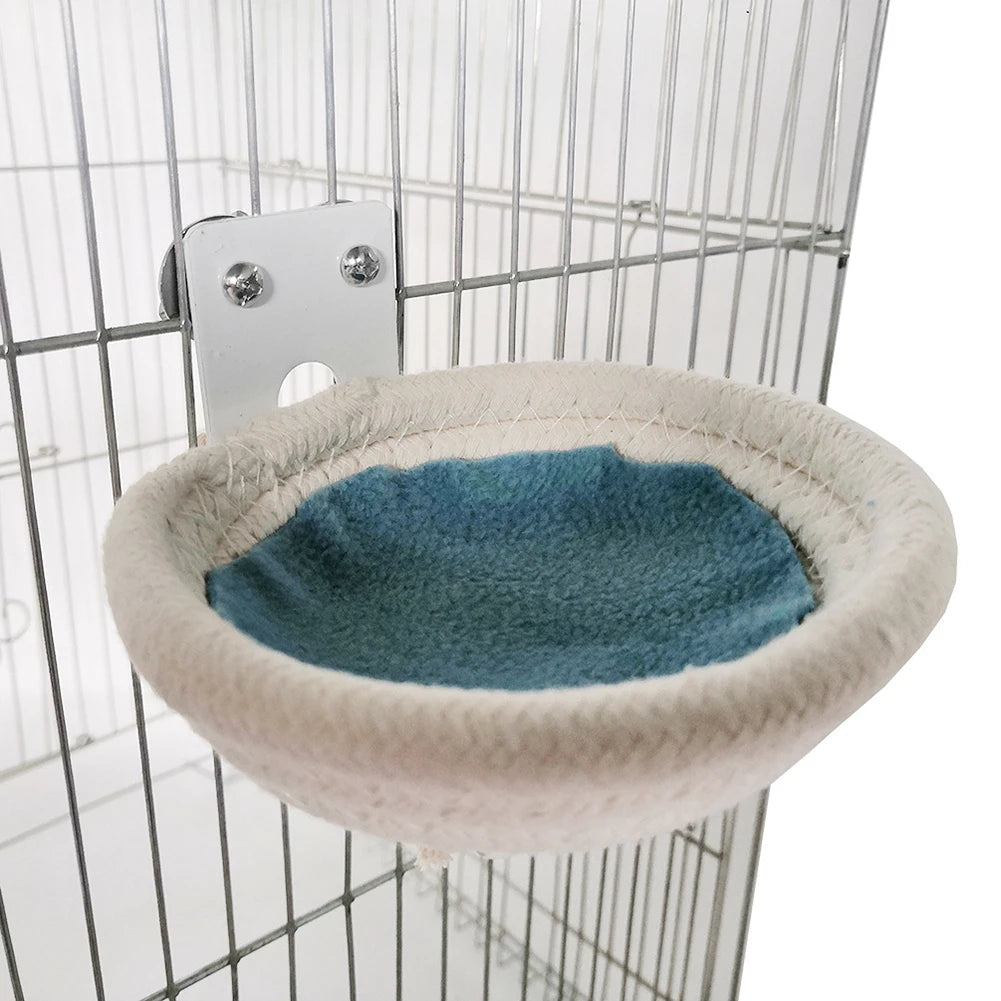 Handmade Cotton Rope Bird Breeding Nest - With Hooks, For Budgie & Parakeet