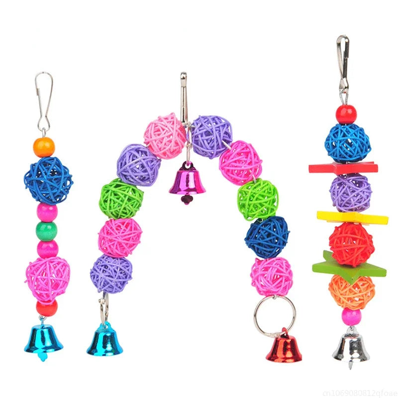 Parrot Swing Toy - Reliable Chewable Bridge with Wooden Beads for Birds