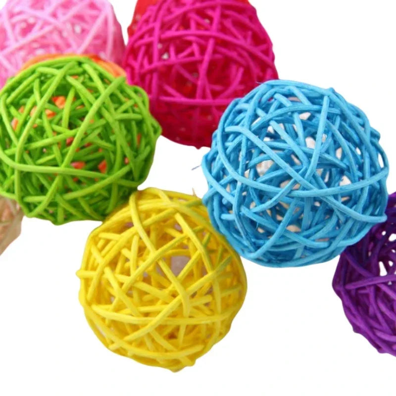 5pcs Bird Rattan Ball Toy - Chewing & Playing for Parrots & Budgies