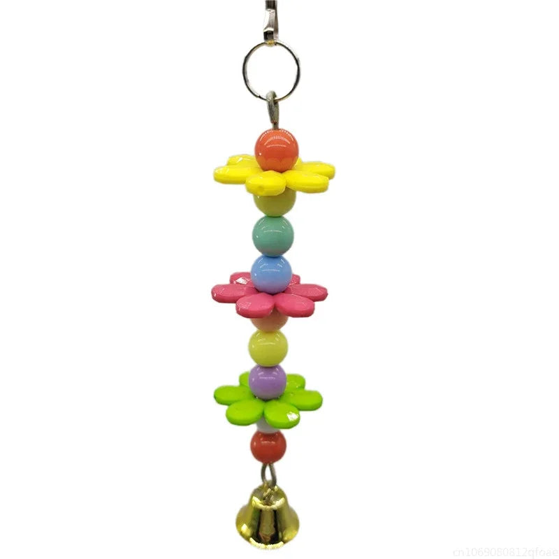Parrot Swing Toy - Reliable Chewable Bridge with Wooden Beads for Birds