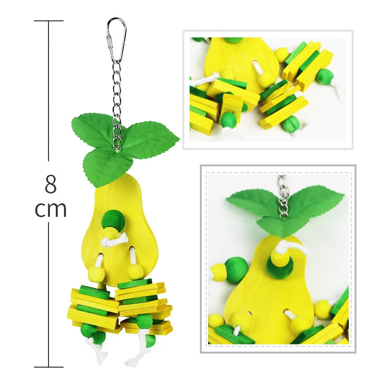 Colorful Wooden Bird Toy - Chewing & Playing Pet Toy for Parrots