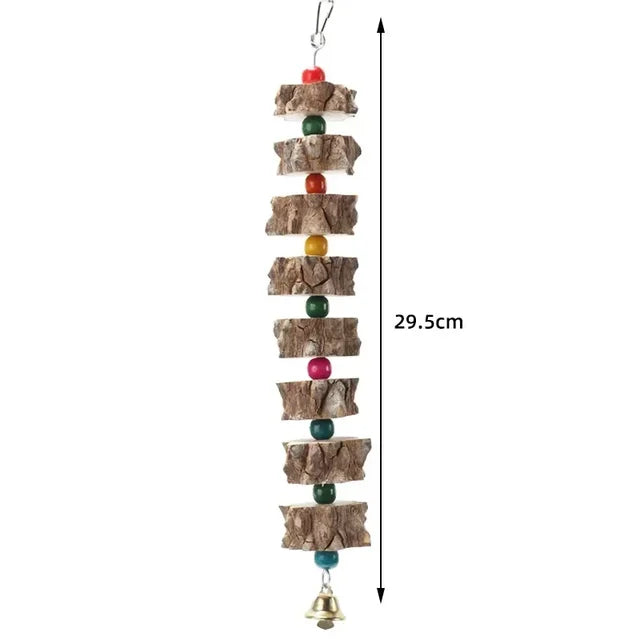 Natural Wooden Bird Cage Toy - Parrot Chew Toy, Hang Style Parakeet Toy, Bird Supplies