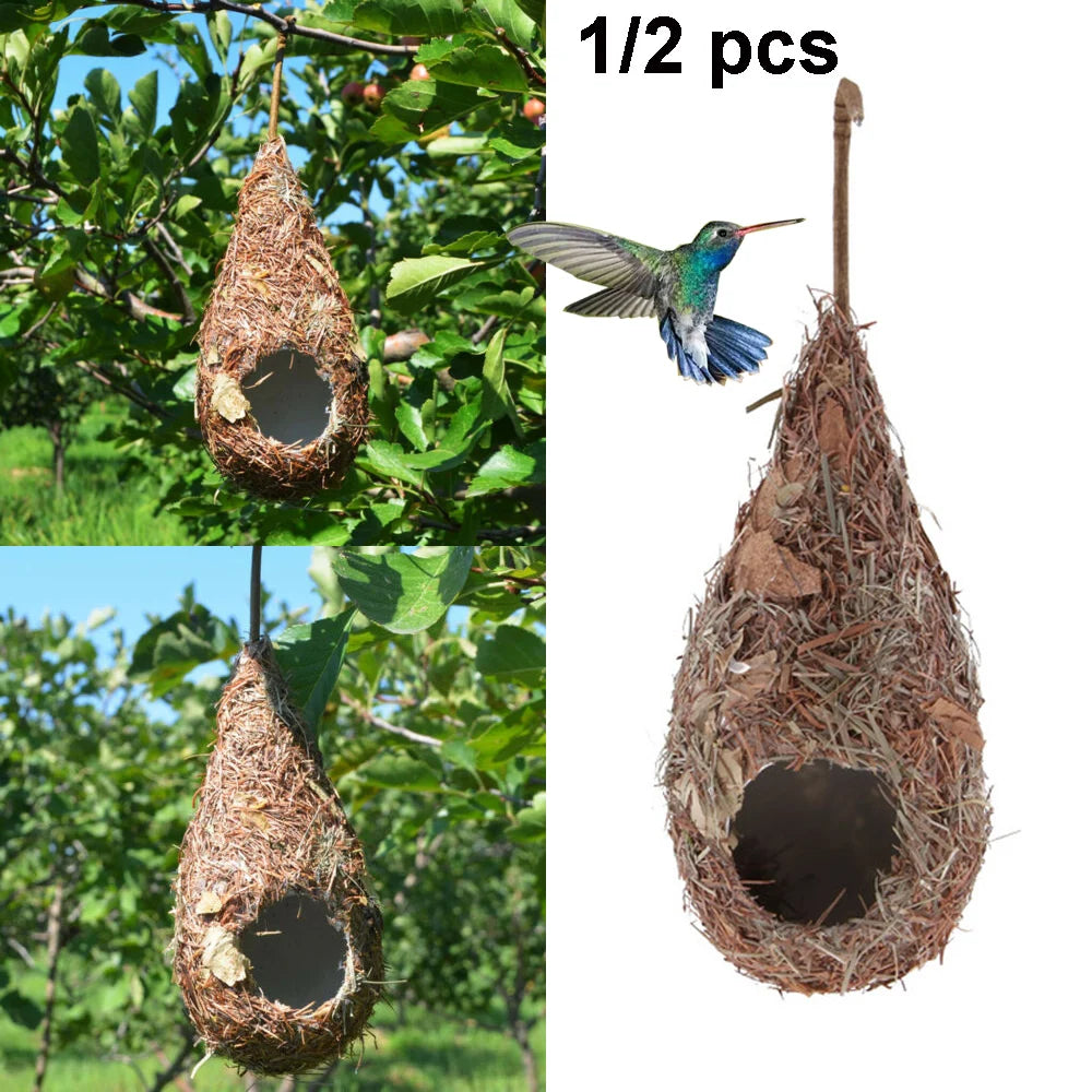 Grass Bird House - Hand-Woven, Hummingbird Nest, Yard Decor, 1/2PCS Pack
