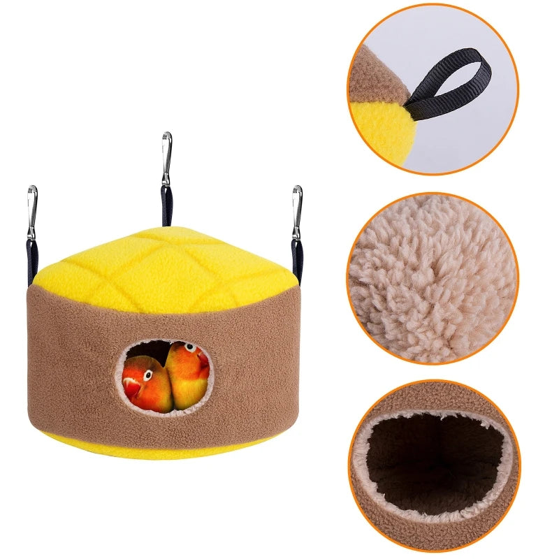 "Warm Bird Nest - Hammock with Plush Hideaway, Small Parrot Cage Accessory