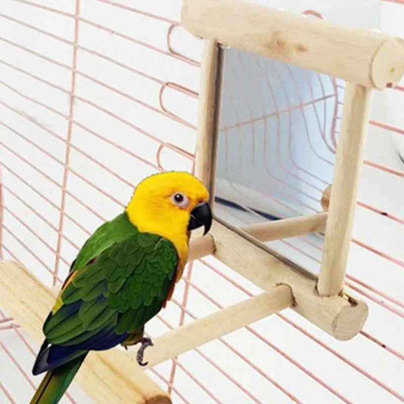 Bird Cage Bird Mirror Toy with Stand - Great for Parrots, Budgies and More