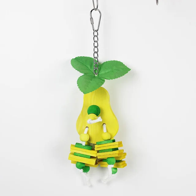 Colorful Wooden Bird Toy - Chewing & Playing Pet Toy for Parrots