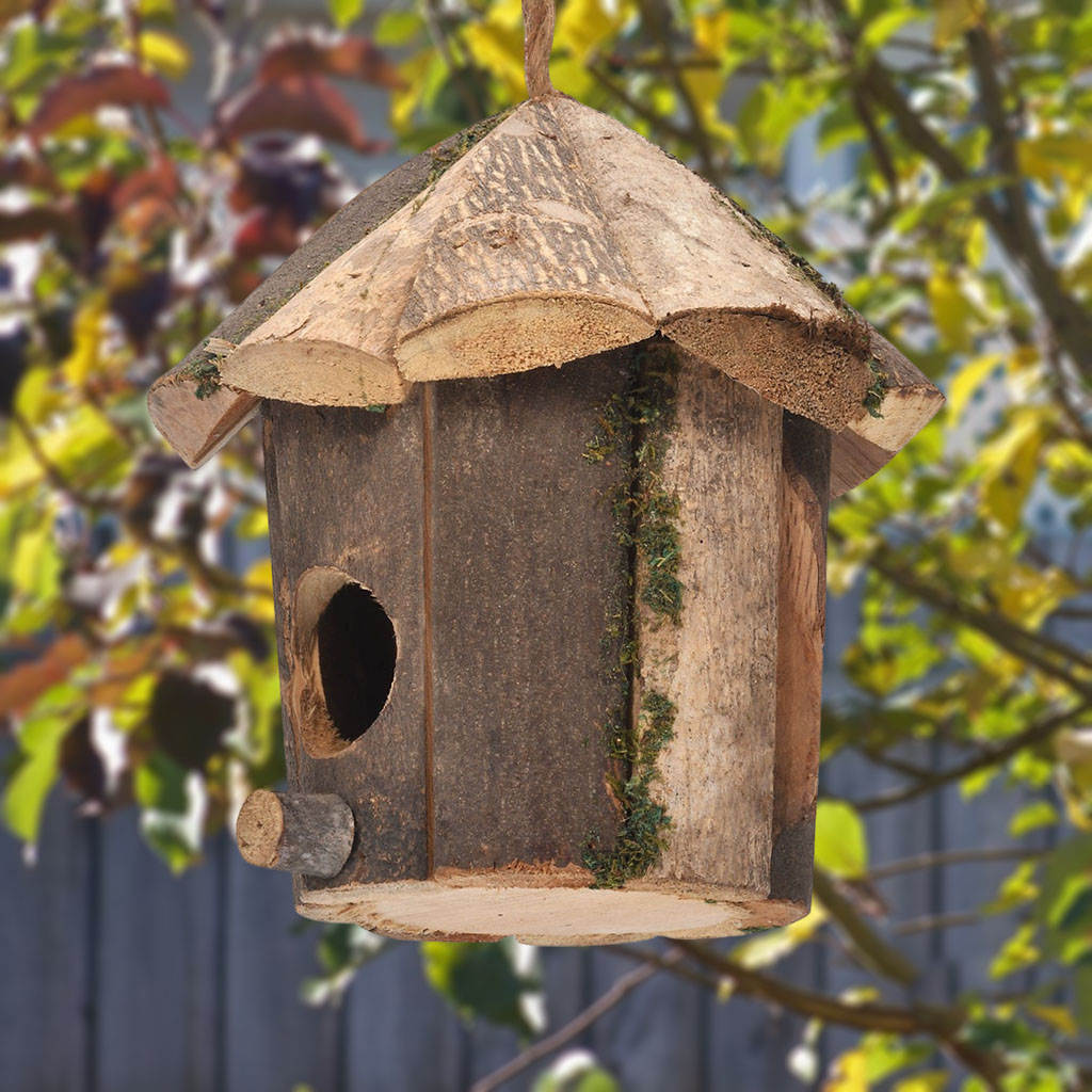 Outside Wooden Bird Nest Natural Decor Bird Hut Hummingbird House for Window