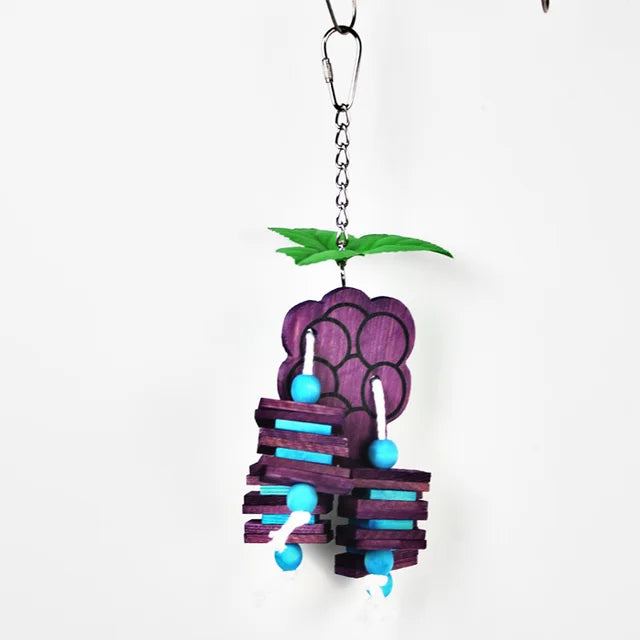 Colorful Wooden Bird Toy - Chewing & Playing Pet Toy for Parrots