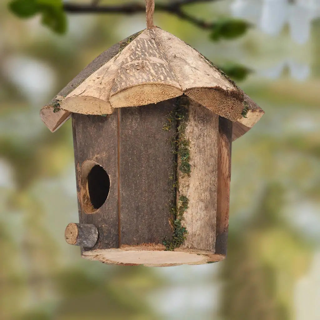 Natural Wooden Bird Nest - Outdoor Home Decor & Hummingbird House