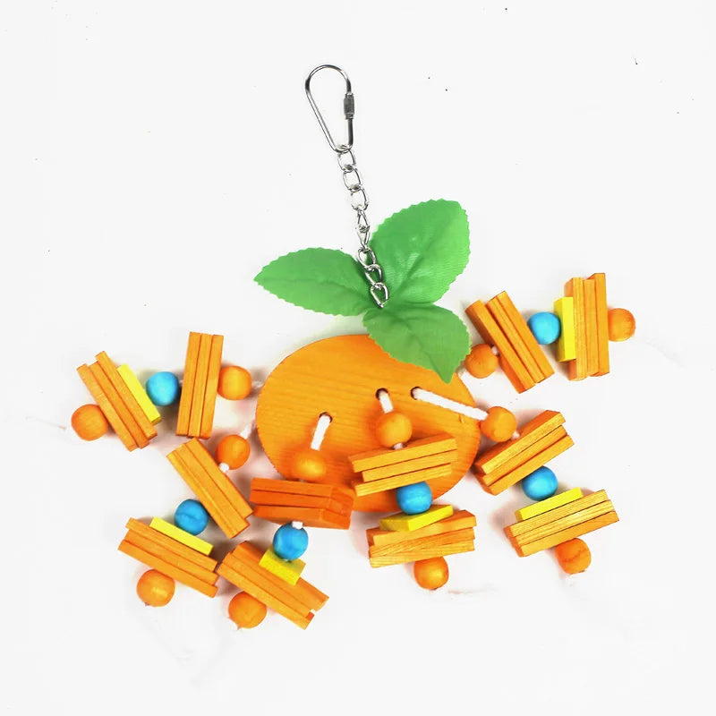 Colorful Wooden Bird Toy - Chewing & Playing Pet Toy for Parrots