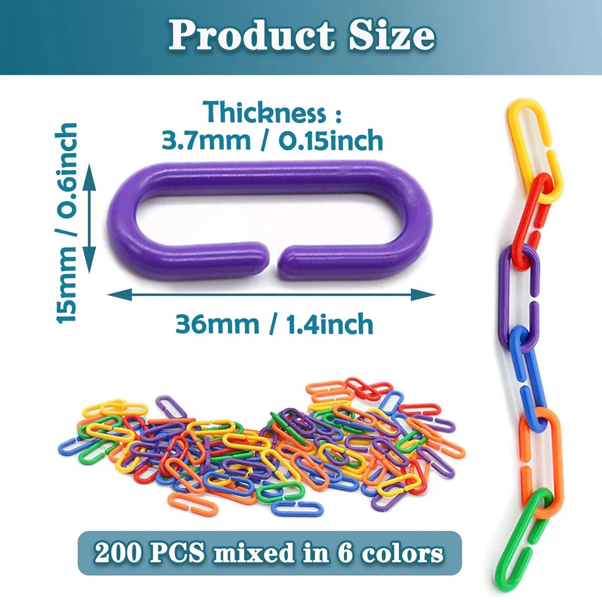 100PCS Rainbow C-Clips - Ideal for Sugar Glider, Rat, Parrot Swing & Climbing Chain Cage Toy