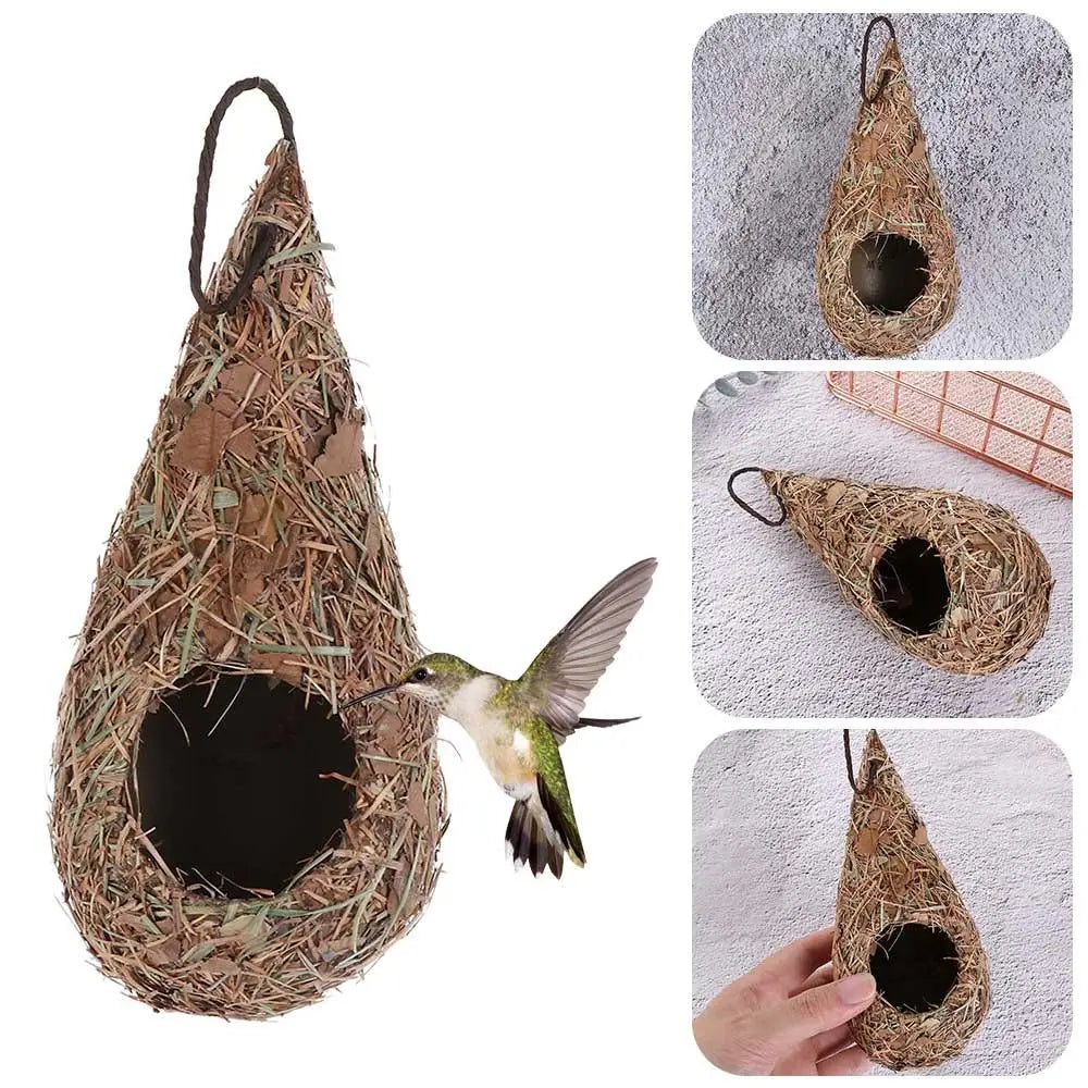 草編鳥屋－手工編織蜂鳥巢、庭院裝飾，1/2件組