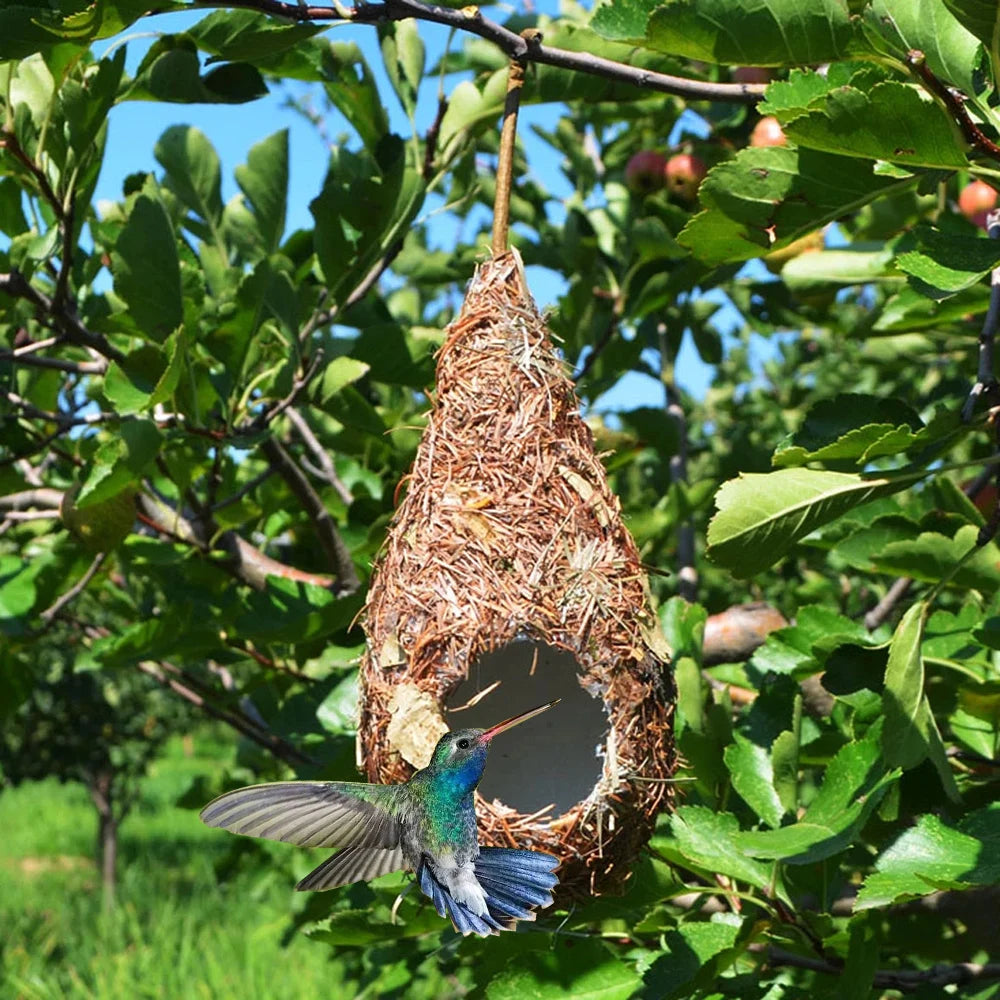 草編鳥屋－手工編織蜂鳥巢、庭院裝飾，1/2件組