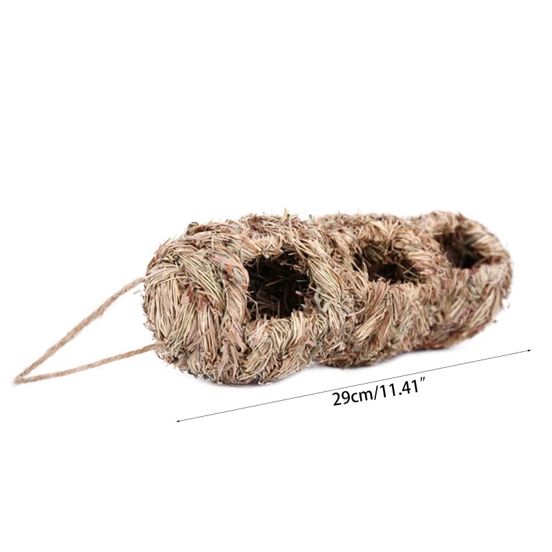手工編織草製鳥巢－3個洞孔，舒適的戶外鳥舍