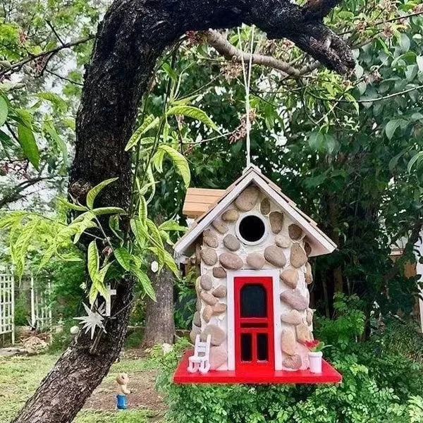 Resin Stone Hummingbird Bird House - New Outdoor Garden Pendant Decor