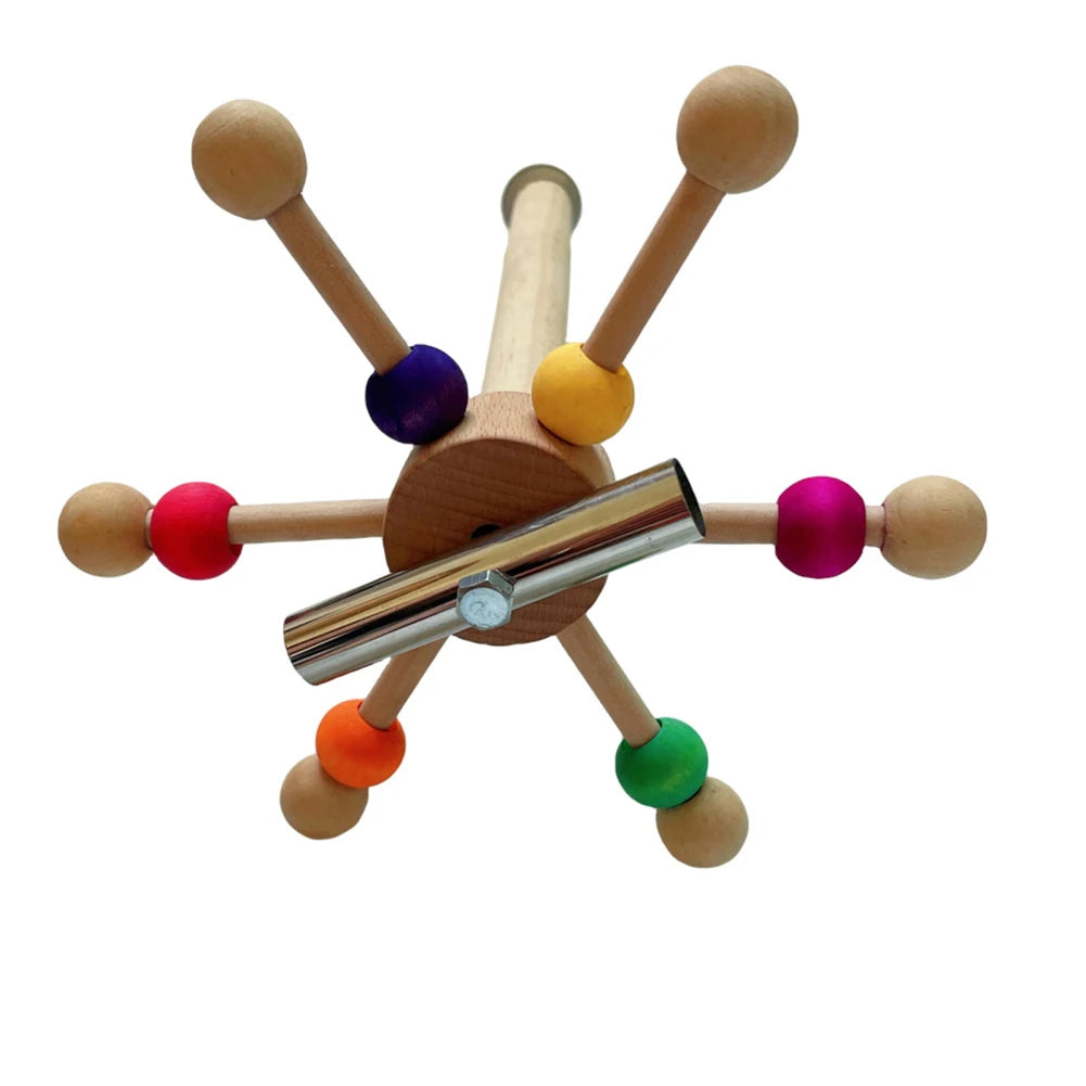 Interactive Bird Stand - Wood Toy with Rotating Balls, Parrot Foraging Toy