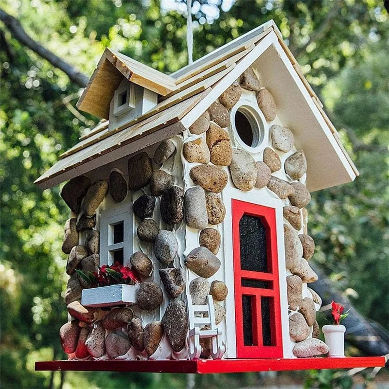 Resin Stone Hummingbird Bird House - New Outdoor Garden Pendant Decor