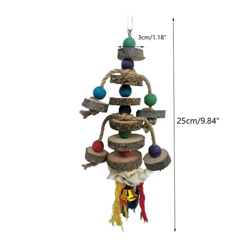 Parrot Chew Toy Blocks - Wooden Beads with Hook for Small to Medium Birds