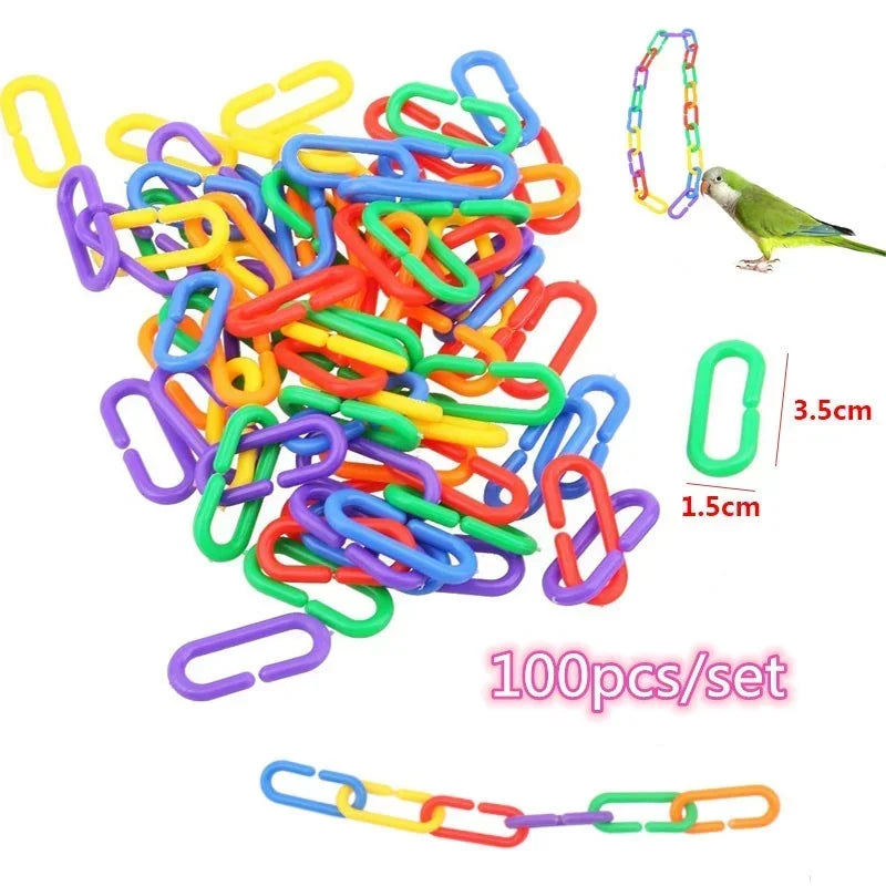 100Pcs Parrot Chewing Plastic Toys Set - Fun and Safe for Birds